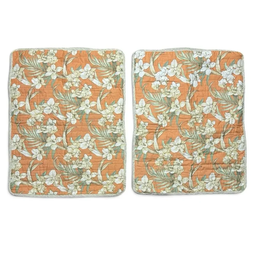 Tommy Bahama Tropical Iris Pair Standard Quilted Pillow Shams Floral Island